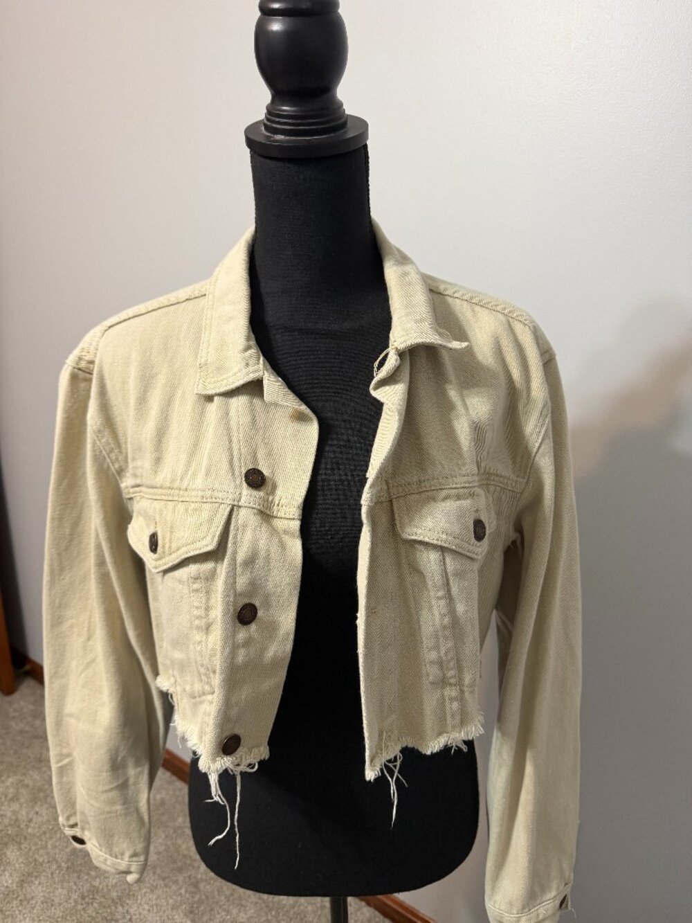Cropped Cream Jean Jacket